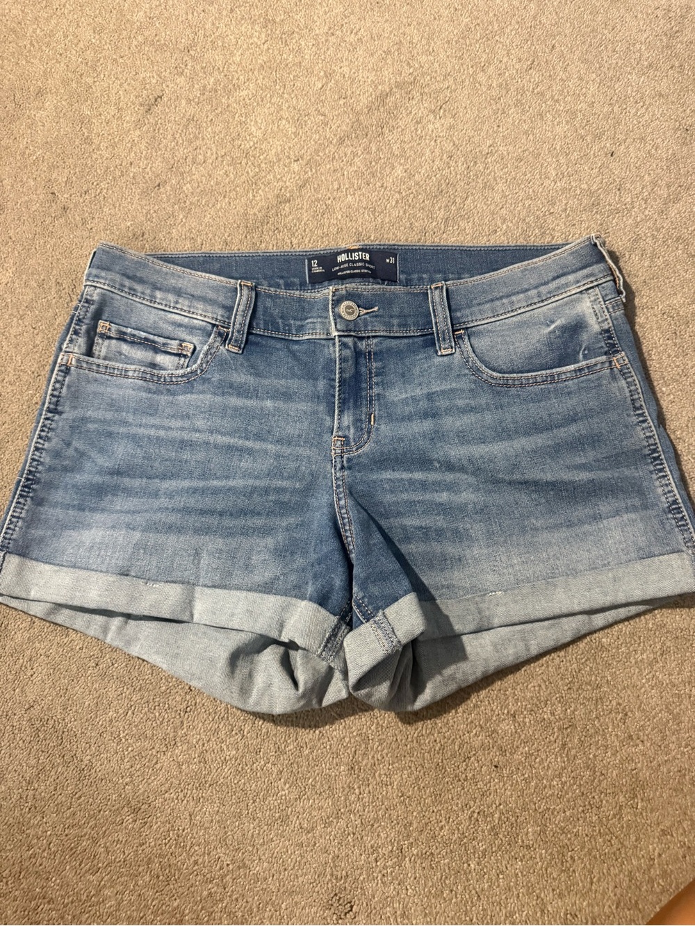Hollister Light Wash Rolled Hem Denim Shorts